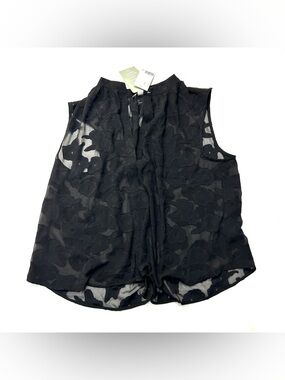 NWT H&M Black Sheer Floral Jacquard Sleeveless Top Blouse Shell